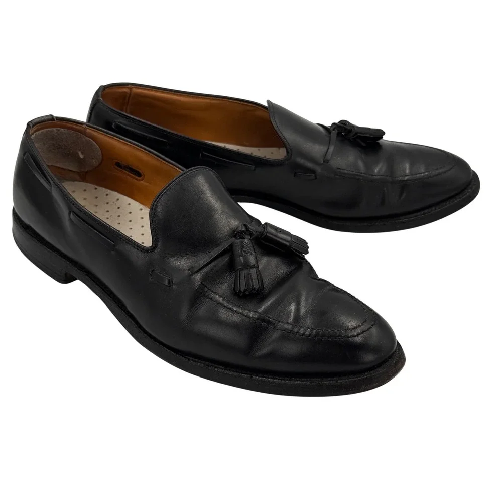 Allen Edmonds Mens Black Leather Tassel Loafers Vibram Soles Size 13C Dress Shoe